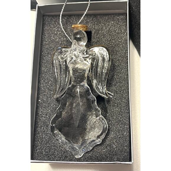 NEW Crystal Glass ANGEL ORNAMENT Chandelier Clear Prism Star Gold Halo Figurine - Picture 2 of 5